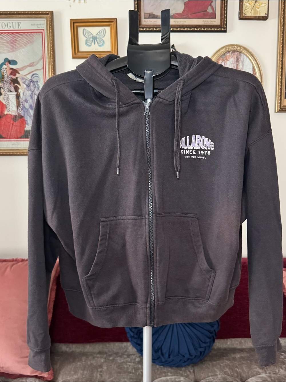 Billabong Black Full-Zip Hoodie with Small White Logo